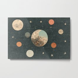Moonscape - Lunar and Planetary Pattern in Vintage Colors Metal Print | Moon, Midjourney, Planet, Nerdy, Vintage, Space, Stars, Pattern, Retro, Graphicdesign 