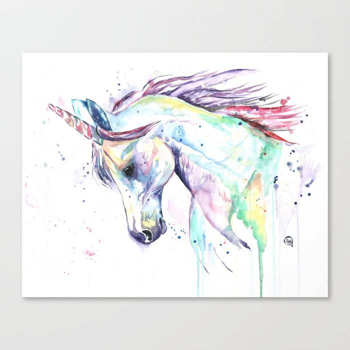 Colorful Unicorn Watercolor Painting Kenzie S Unicorn Canvas