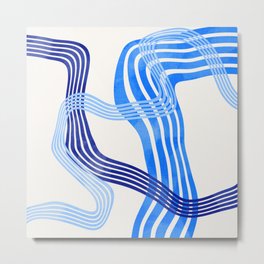 minimal organic waves blue Metal Print | Graphicdesign, Waves, Lines, Minimalst, 70S, Modern, 60S, Watercolor, Art, Digital 