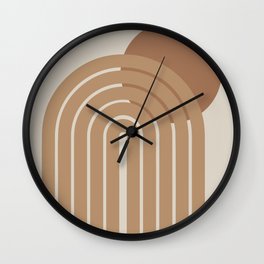 Karina - Mid Century Modern Abstract Art Wall Clock | Graphicdesign, Bohemian, Line, Terracotta, Midcentury, Geometric, Earthy, Simple, Boho, Digital 
