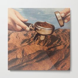Barista Coffee County Metal Print | Quirky, Surreal, Food, Barista, Collage, Latte, Vertigo Artography, Cafe, Hills, Landscape 