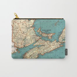 1943 Map of New Brunswick, PEI, Nova Scotia Carry-All Pouch | Frederickton, Capebreton, Stlawrence, Drawing, Newfoundland, Charlottetown, Moncton, Pei, Vintagemap, Retro 