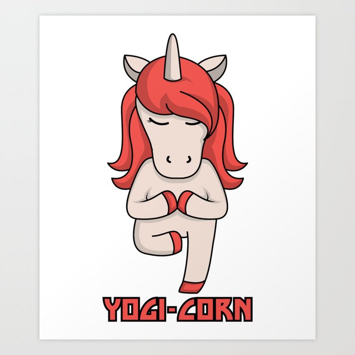 Meditating Yogi Horn With Unicorn Retro Style Funny Yoga Shirt Art Print By Thecrownmerch Society6