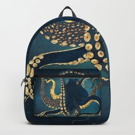 Metallic Octopus IV Backpack | Digital, Copper, Sea, Indigo, Bronze, Gold, Water, Tentacles, Ocean, Aquatic 