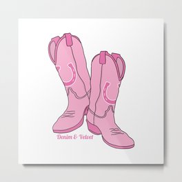Denim and Velvet Pink Boots Metal Print | Boots, Western, Girlyboots, Cowboy, Digital, Denim, Pink, Denimandvelvet, Graphicdesign, Velvet 