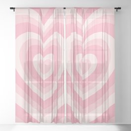 Pink Love Hearts  Sheer Curtain | Girly, Pattern, Watercolor, Light Pink, Girls, Bedroom Decor, Abstract, Aesthetic, Digital, Prints 