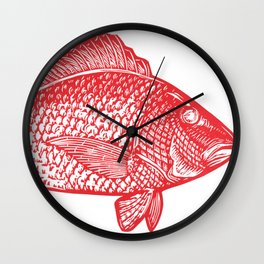 Red Snapper Wall Clock | Drawing, Snapper, Printmaking, Woodblock, Fish, Relief 