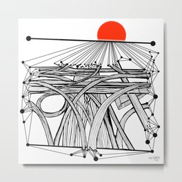 the Roads Metal Print | Pattern, Black and White, Drawing, Networks, Losangeles, Abstract, Roads, Digital 