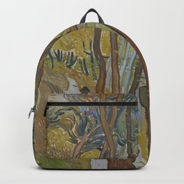 Vincent van Gogh - The Garden of Saint Paul's Hospital ('Leaf-Fall') (1889) Backpack | Fall, Hospital, Walkers, Autumn, Van, Gogh, Saint, Vangogh, Bladeren, Paul 