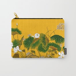 Lotus world Carry-All Pouch | White, Lotus, Greenleaf, Painting, Watercolor, Mustardyellow 