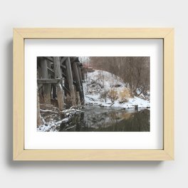 Winter River-Train Bridge Photo  Recessed Framed Print