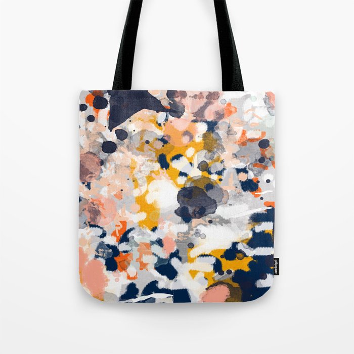 Stella - Abstract painting in modern fresh colors navy, orange, pink ...