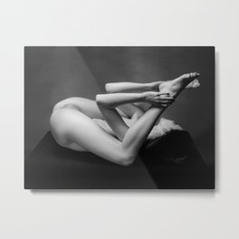 7485s-MAK Submissive Nude Woman Inspection Erotic Black & White Bare Breasted Naked Girl Metal Print | Nudephotography, Artnude, Erotic, Flexible, Eroticnudity, Flexable, Sexy, Photo, Labia, Chrismaher 