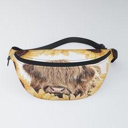 Highland Cow full of sunflowers Fanny Pack