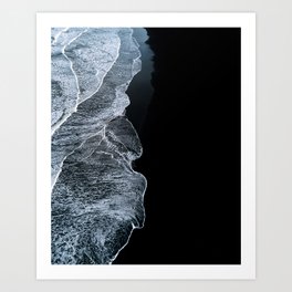 Waves on a black sand beach in iceland - minimalist Landscape Photography Kunstdrucke | Landscape, Wave, Beach, Curated, Minimalist, Nature, Travel, Water, Iceland, Moody 