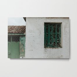 Abandoned street with green shutters in Maries | Colourful Travel Photography | Zakynthos, Greece (Zante) Metal Print | Greece, Abandoned, Shutter, Ancient, Architecture, Shutters, Photo, Landscape, Greek, Vilage 