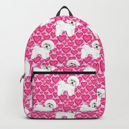 Bichon Frise Valentines Day Hearts in pink and red // Ideal valentines gift for Bichon Mom Backpack | Bichonthrowpillow, Mothersdaygift, Bichonhomedecor, Bichonduvet, Bichonleggings, Bichonhearts, Bichonmug, Bichoniphonecase, Valentinesday, Lovecore 