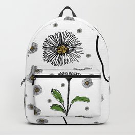 Bellis Flower Backpack | Flower, Blomster, Blumen, Flowers, Whitefloweer, Ink Pen, Digital, Drawing, Plant, Bellis 