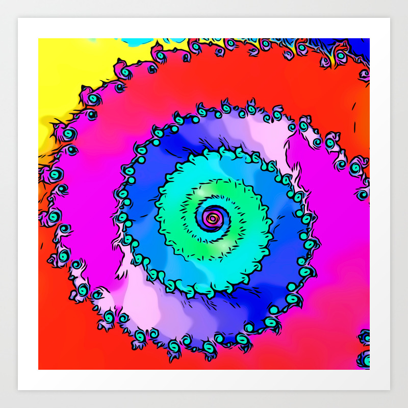 Fractal Art Frax Spiral Rainbow Colors Abstract Art Gift Art Print