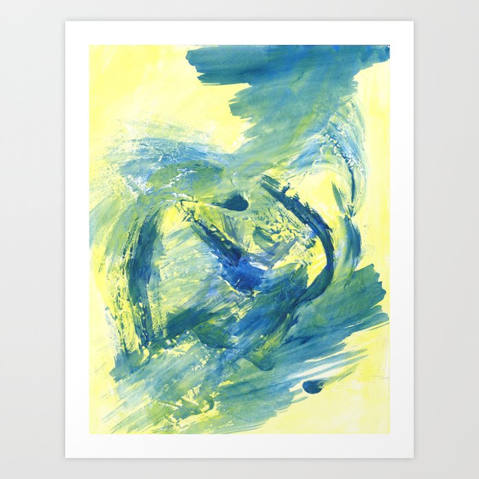 Peaceful War By Essie Lee Abstract Blue And Yellow Impasto
