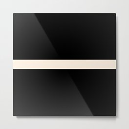 Single Stripe Minimalist Modern Color Block in Almond Cream and Black Metal Print | Pattern, Simple, Dark, Minimal, Minimalism, Plain, Modern, Contemporary, Curated, Minimalist 
