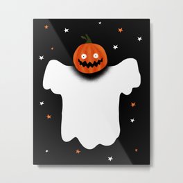Scary Halloween evil pumpkin Ghost Metal Print