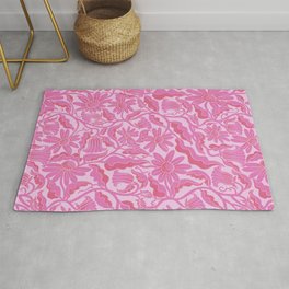 Monochrome Florals Pink Rug