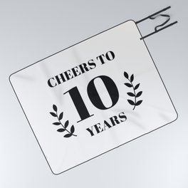 Cheers to 10 Years. 10th Birthday Party Ideas. 10th Anniversary Picnic Blanket