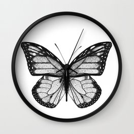 Butterfly Wall Clock | Black and White, Nature, Animal, Illustration 