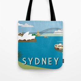 Sydney Harbour Retro Art Print Tote Bag
