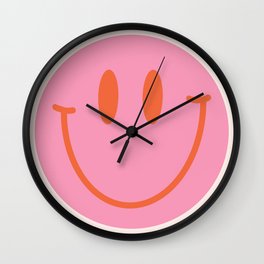Pink and Orange Smiley Face Wall Clock | Smiley, Smile, Pinksmileyface, Happyface, Hotpink, Grin, Digital, Grinning, Y2K, Orangesmileyface 