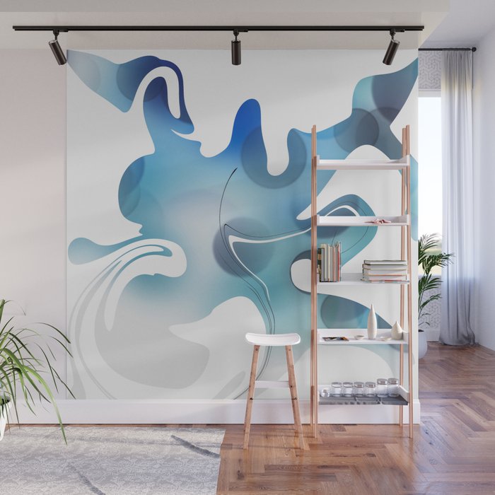 Abstract Blue Mixed Paint Design Wall Mural By Artaddiction45
