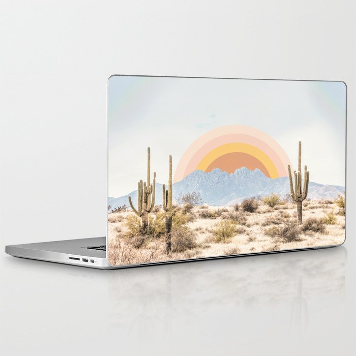 Arizona Sun rise Laptop & iPad Skin | Graphic-design, Photography, Sun, Collage, Cactus, Arizona, Boho, Nursery, Graphic-art, Pink