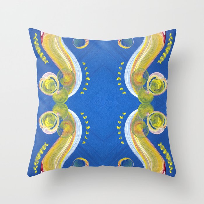 Transitions - Yellow Blue Reflections - Safe or Trapped? Throw Pillow