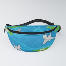 Paper cranes in a pond origami Fanny Pack