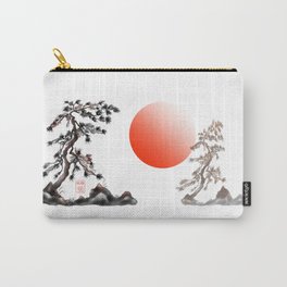 Red rising sun with sumie fir trees Carry-All Pouch
