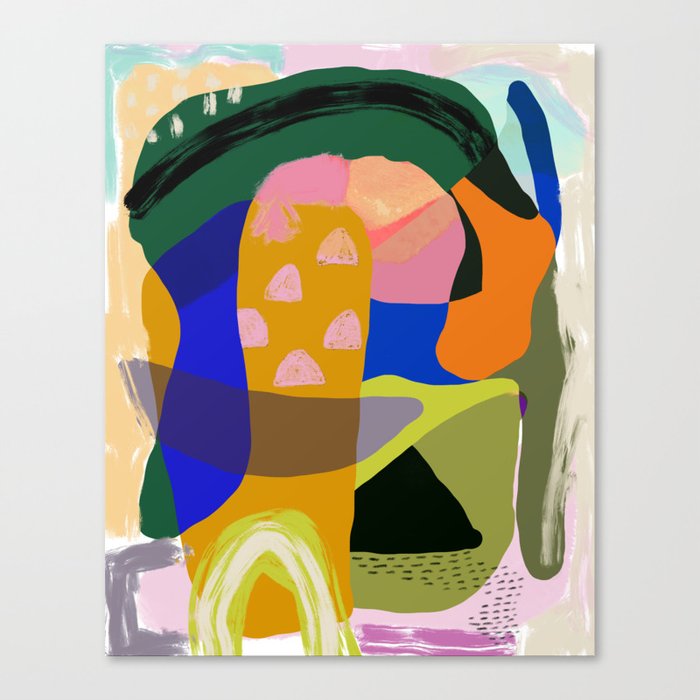 Shapes And Layers No 20 Abstract Painting Olive Green Blue