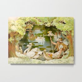 “The Fairy Lake” by E S Hardy Metal Print | Elves, Illustrator, Collage, English 