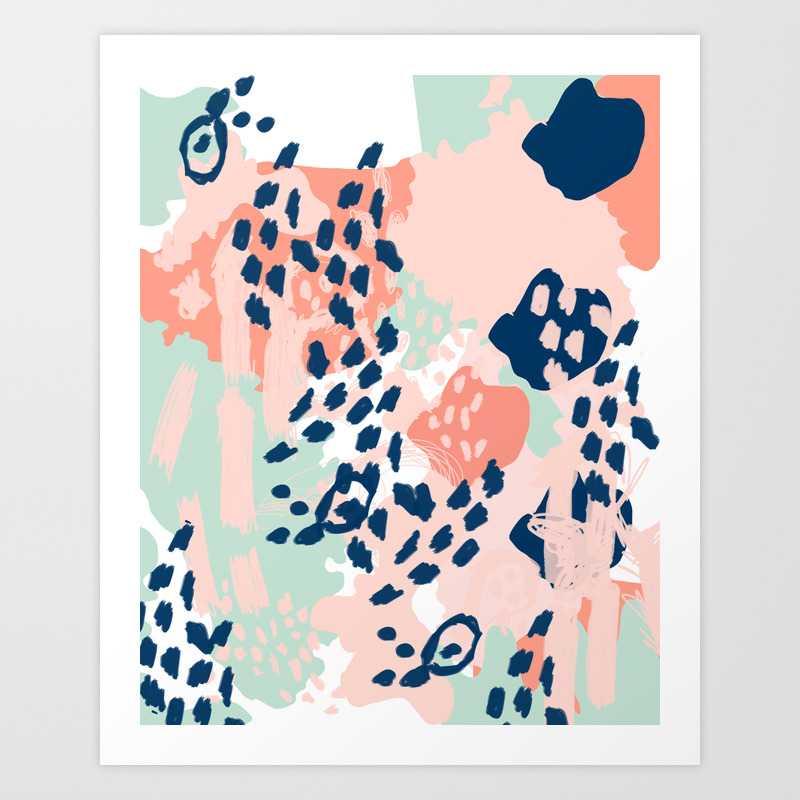 Kylie Abstract Mint Pastels Painting Boho Trendy Simple
