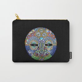 Marge Carry-All Pouch | Yellow, African, Millefiori, Green, Black, Mosaic, Ethnic, Valeriefuqua, Round, Mask 