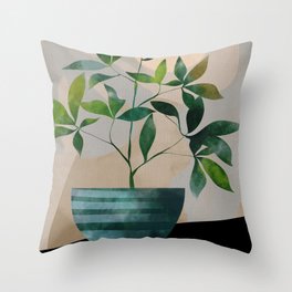 green plant abstract minimal Throw Pillow