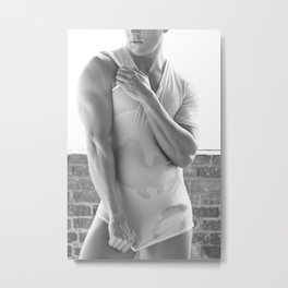Nothing but a t shirt Metal Print | Adult, Tease, Hung, Imprint, Muscle, Naked, Sex, Maleerotica, Arouse, Wet 