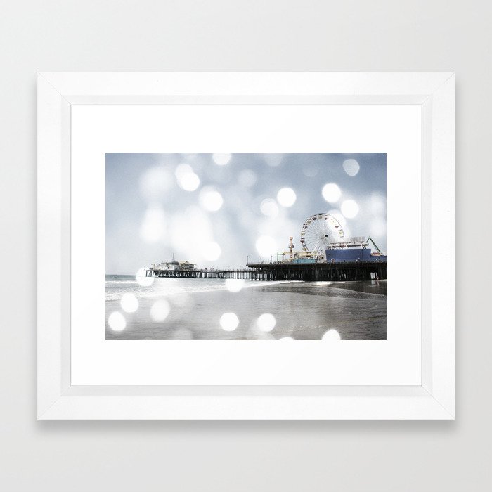 Sparkling grey Santa Monica Pier Framed Art Print by Christine aka stine1 