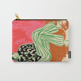 CALM WOMAN PORTRAIT Carry-All Pouch | Curated, Vintage, Sweater, Animal Print, Matisse, Woman, Relaxed, Home, Chalk Charcoal, Lady 