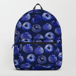 Blueberries On Navy Blue - Watercolor Fruit Print Backpack | Botanical, Busy, Blue, Nature, Painting, Food, Earth, Farmer, Fruit, Kitchen 