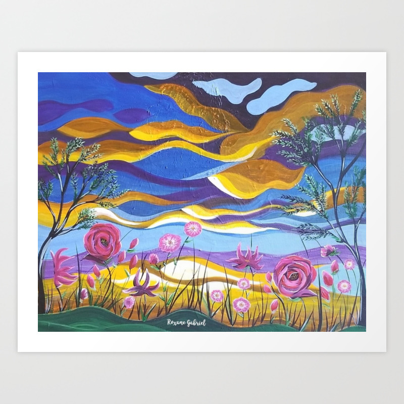 Pretty In Pink Pink Floral Landscape Abstract Landscape Art