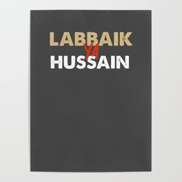 Labbaik Ya Hussain Text Red Font Color Poster