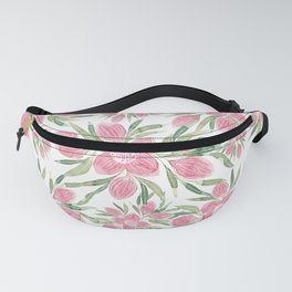 Summer Pink Green Watercolor Blooming Flowers Fanny Pack