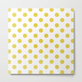 White & Yellow Polka Dots Metal Print | Dot, Spotty, Digital, Yellow, Dotty, Sun, Graphicdesign, Beach, Bedroom, White 