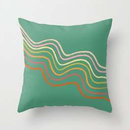Groovy Color waves Throw Pillow | Waves, Pastel, Form, Drawing, Curated, Modern, Green, Line, 1960S, Stripes 